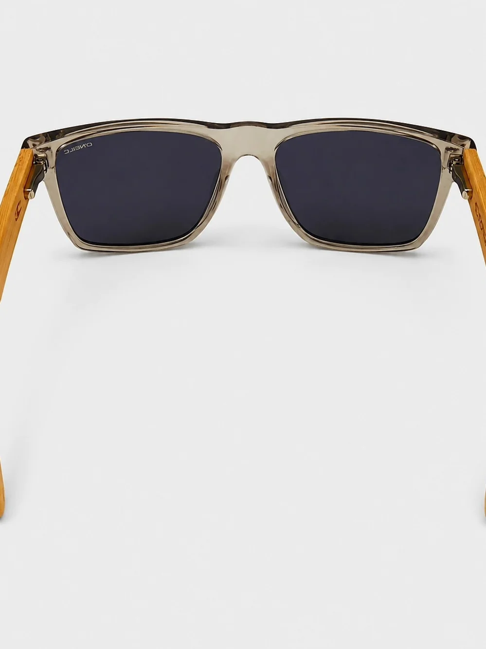 O'NEILL Sunglasses Gray Lenses Clear Transparent Frame Wood Temples Unisex